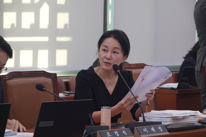 이재정 더불어민주당 국회의원이 외교부를 상대로 질의하고 있다.(사진=이재정 의원실)