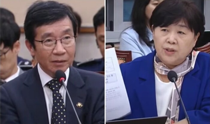 서영교 국회의원이 최진수 대법원 윤리감사관에게 질의를 하고 있다.(사진=서영교 의원실)