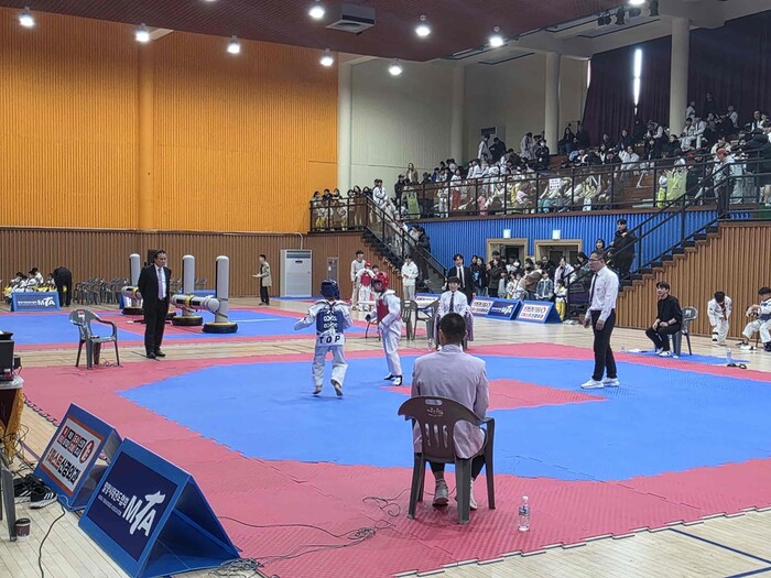 제15회 밀양시장배 태권도대회 경기 장면.(사진=밀양시)