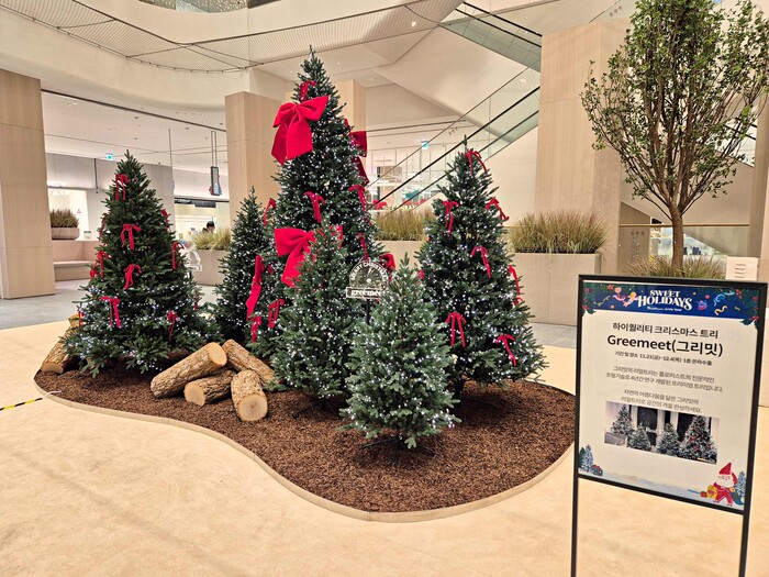 롯데백화점 동탄점 1층에서 진행하는 크리스마스 트리 전문 브랜드 '그리밋' 팝업스토어 전경 (사진=롯데백화점 제공)