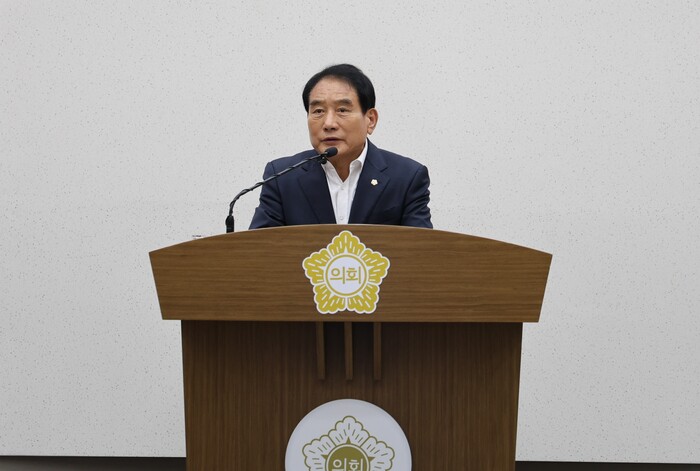 김덕주 당진시의원 5분 발언 모습.(사진=당진시의회)