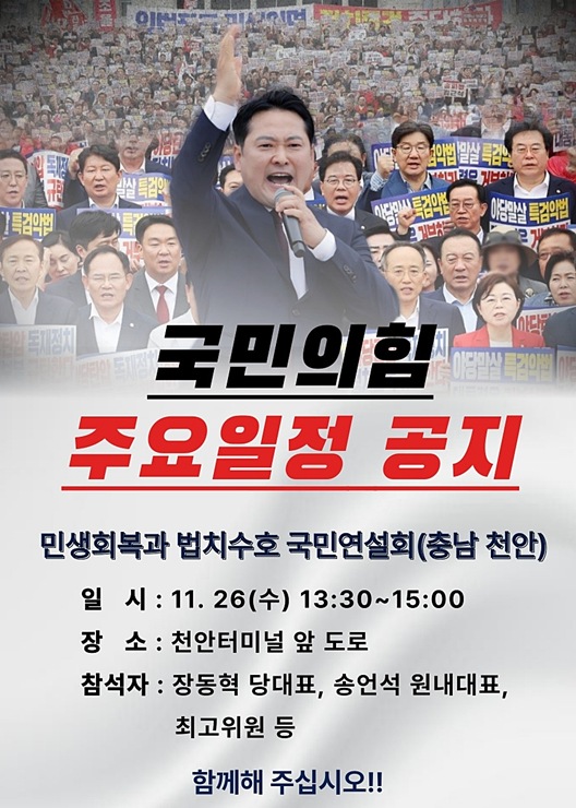 민생회복과 법치수호 국민연설회 포스터.