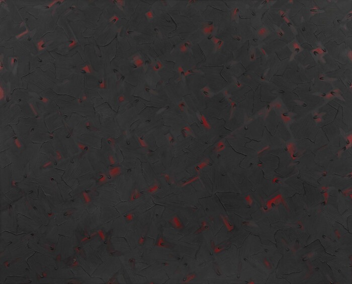 박서보, 묘법 No.910614, 1991, 캔버스에 종이, 혼합재료, 130 x 162cm ⓒPARKSEOBO FOUNDATION, 이미지 글로벌세아 아트스페이스 제공
